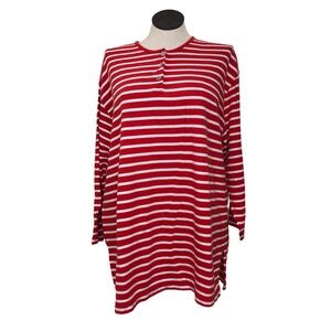 Jones New York Button Placket Sweater Womens Sz 3X Red/White Stripes 3/4 Sleeves